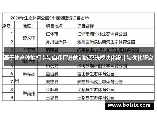 基于体育体能打卡与自我评分的训练系统模块化设计与优化研究